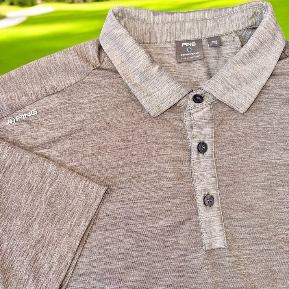 Ping Shirt Golf Polo Men's Large Sensor Cool Cool Max Brown Lightweight Casual